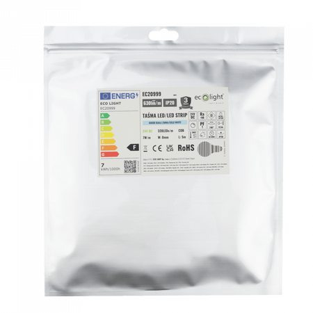 LED Streifen COB 7W/m 630lm/m 320LED/m 24V 4000K Neutral IP20 Rolle 5m Ecolight