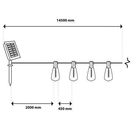 Solar Garten Girlande 40x LED Dekobirnen 14,5m 2700K Warm + PYRIS LUMILED Fernbedienung