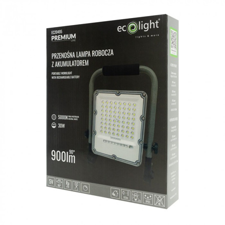 LED-Flutlicht Halogen Akumulator 30W 5000K 900lm IP65 Ecolight