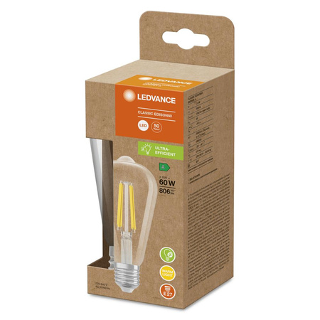 LED Lampen ST64 E27 3.8W = 60W 806lm 3000K Warmweiß FILAMENT LEDVANCE