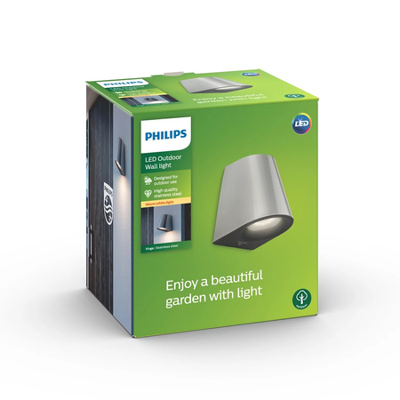 Gartenleuchte LED Wandleuchte VIRGA myGarden 3W 2700K IP44 Silber PHILIPS