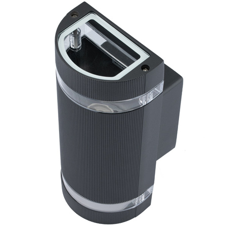 Fassaden-Wandleuchte doppelt HANA Round LED 2x GU10 Aluminium schwarz IP54