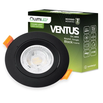 Einbaustrahler GU10, MR16 Einbauspot HALOGEN Runde beweglich Schwarz VENTUS LUMILED