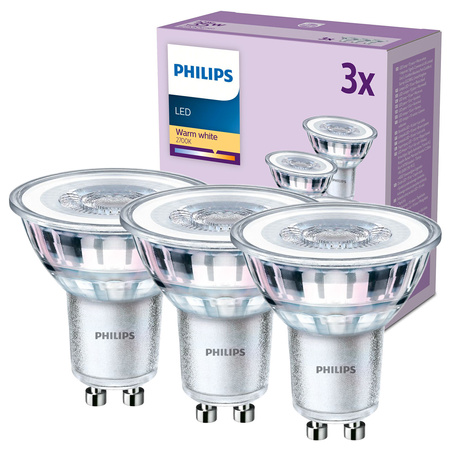 Set mit 3x LED-Halogenlampen GU10 PAR16 3,5W = 35W 255lm 2700K Warm 36° PHILIPS