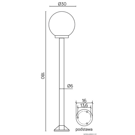 Außenstehende Gartenleuchte POST Balls K 5002/1/K 300 E27 180cm Su-Ma