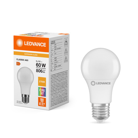 LED Lampen A60 E27 9.4W = 60W 806lm 2700K Warmweiß LEDVANCE