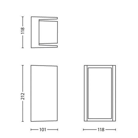 Gartenleuchte LED Wandleuchte BRIDGE myGarden E27 IP44 mit Bewegungsmelder Rechteckig Anthrazit PHILIPS