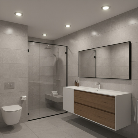 Einbaustrahler GU10, Einbauspot HALOGEN hermetisch für Badezimmer IP44 Chrom AQUA LUMILED