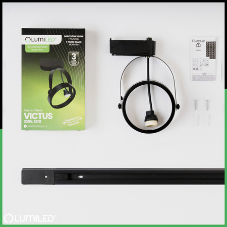 1m Stromschiene + 2x Schienenstrahler GU10 AR111 Schwarz VICTUS LUMILED