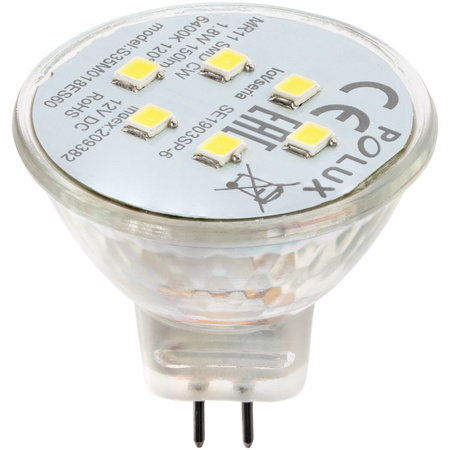 GU4 MR11 LED Leuchtmittel 1,8W = 16W 150lm 6400K Kalt 120° 12V GOLDLUX (Polux)