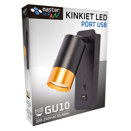 Wandleuchte Reflektor Wandleuchte Spot zum Lesen GU10 Schwarz Gold Clement Masterled