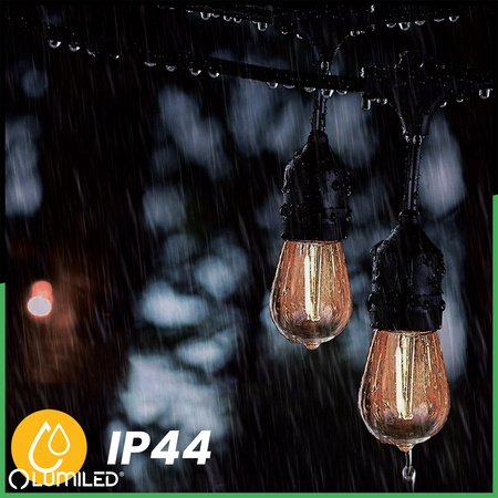 LED Außen-Lichterkette 40x E27, Garten Lichterkette 20m MALUS LUMILED