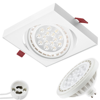 Set aus GU10 ES111 quadratischer, beweglicher Einbauleuchte, weiß, Carpi LUMILED + GU10 ES111 LED Lampen 15 W, 4000 K