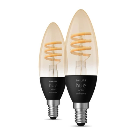 2PAK LED-Glühbirne Kerze E14 B40 4.6W CCT PHILIPS HUE Weiß & Ambiance Filament Bluetooth Zigbee