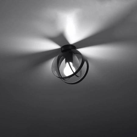 LED TULOS E27 Runde Stahl-Deckenleuchte Schwarz SOLLUX