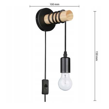 Spot E27 Hängelampe Schwarz Braun mit Eos Masterled Schalter