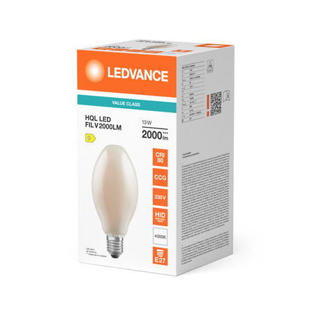 LED Lampen HQL E27 13W = 50W 2000lm 4000K Neutralweiß FILAMENT LEDVANCE