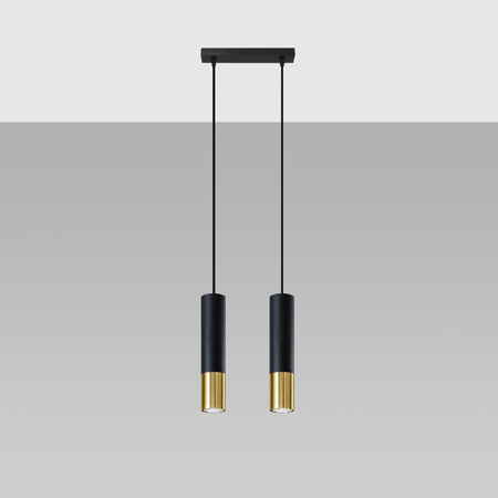 LED-Hänge-Deckenleuchte LOOPEZ 2xGU10 Schwarz Gold SOLLUX