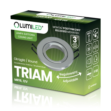 Halogen-Deckeneinbauleuchte rund beweglich GU10 MR16 Silber TRIAM LUMILED