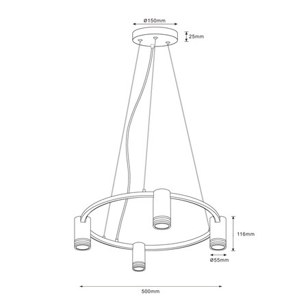 Hängelampe 4x GU10 Schwarz ROMA Sanico Goldlux
