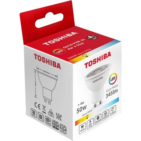 LED-Halogenlampe GU10 4W = 50W 345lm 3000K warmes Spotlicht TOSHIBA