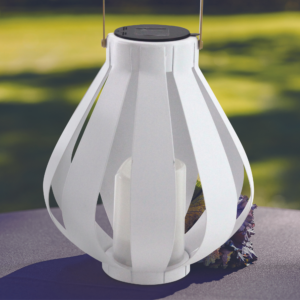 LED Solarlampe Laterne Hängeleuchte LAMPION weiß LED 34cm warm