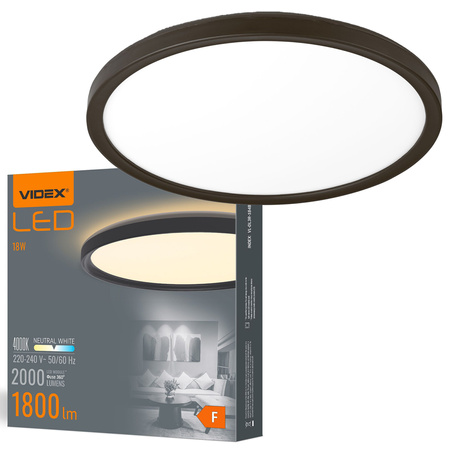 Plafond LED-Deckenleuchte Aufbauleuchte 18W 2000lm 4000K Neutral Schwarz Videx