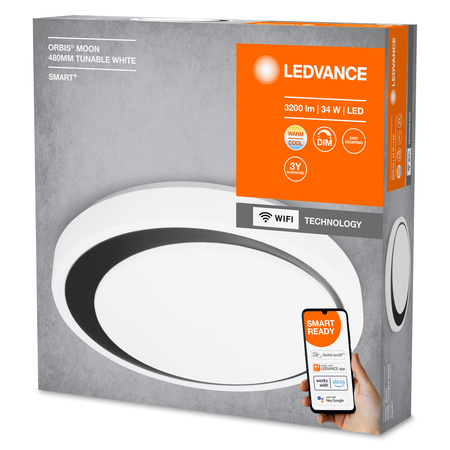 LED Deckenleuchte schwarz ORBIS Moon 32W 3300lm warm-kalt 48cm SMART+ WiFi LEDVANCE