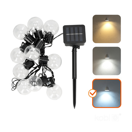 Solarbetriebene Garten Girlande LED Lampe 0.12W 6000K Kalt Schwarz IP44 Starlight Kobi