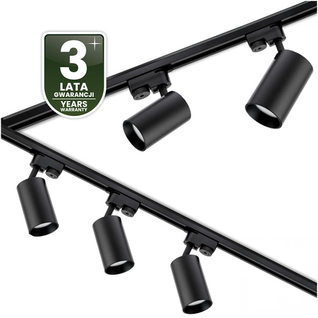 3m Stromschiene + 5x Schienenstrahler GU10 Schwarz SAGI + L-Verbinder LUMILED