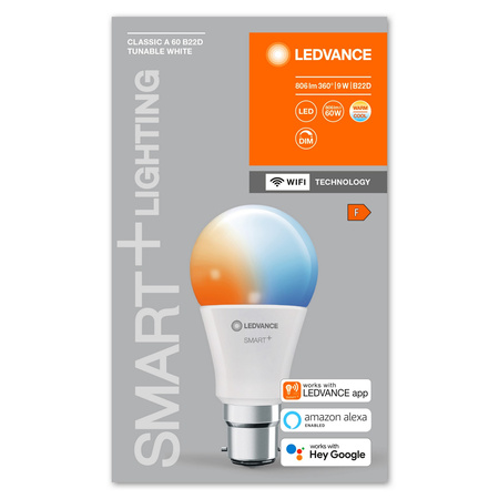 LED Leuchtmittel B22d A60 9W 806lm SMART+ WiFi CCT Dimmbar Classic LEDVANCE