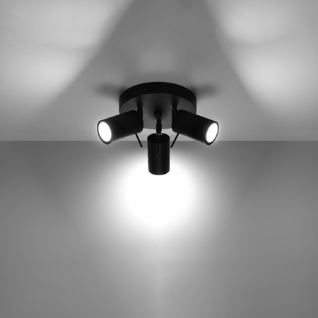 RING Deckenleuchte 3xGU10 Reflektor Halogen Leuchte Beweglich Schwarz SOLLUX
