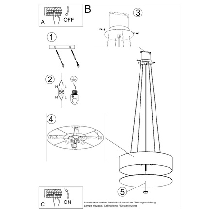 SKALA LED Pendelleuchte 3xE27 Kronleuchter 50cm Schwarz SOLLUX