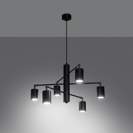 Decke Pendelleuchte LEMMI 6 Kronleuchter 6xGU10 Schwarz Modern SOLLUX