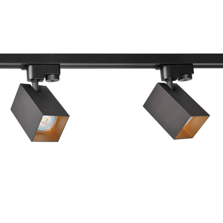 GU10 Schwarz+Gold Stromschienenleuchte für Tragschienen Square POLUX