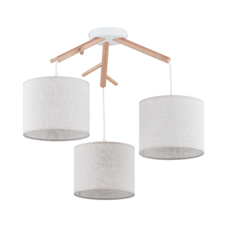 ALBERO LINEN Kronleuchter Beige und Holz skandinavische Pendelleuchte 3xE27 6556 TK Lighting