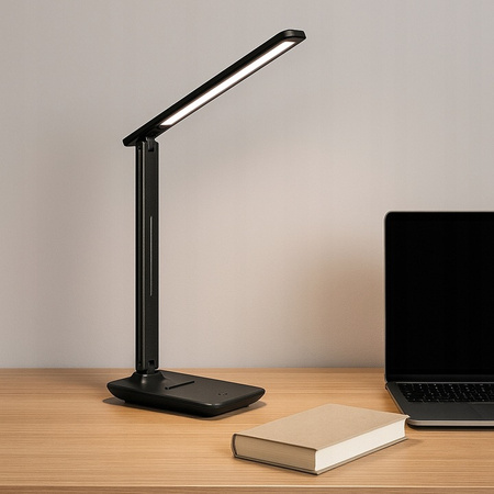 Tisch Verstellbare Schreibtischlampe LED 5W 400lm 3000-4000-6500K CCT Wiederaufladbar Schule Nachtlicht Dimmbar Ein/Aus Schalter Schwarz Kivo Masterled