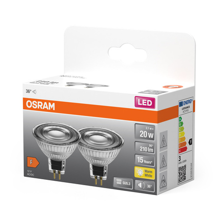2x LED-Lampe MR16 Reflektor GU5.3 2.1W = 20W 210lm 2700K Warm 12V 36° STAR Osram