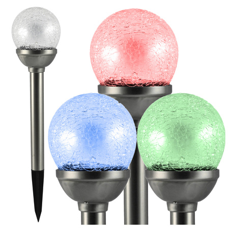 Garten LED Solarbetriebene Kugel Glas Inox 8 cm GOLDLUX (Polux)