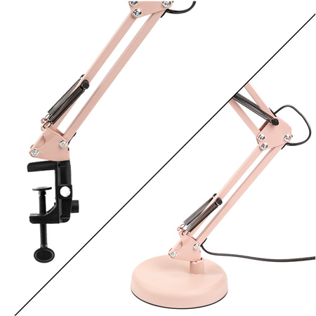 Schreibtisch Zeichnung Tischlampe E27 TOBI Pastell Rosa Lumiled + Countertop Halterung