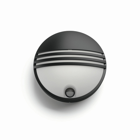 Gartenlampe LED Wandleuchte YARROW IR myGarden 6W 2700K IP44 Rund mit Bewegungssensor Schwarz PHILIPS