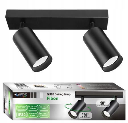 Spot Wandleuchte Spotlight LED Deckenleuchte Aufbau SCHWARZ Schwarz Modern 2xGU10