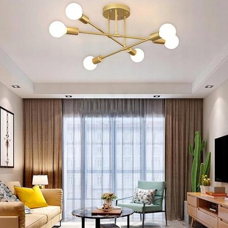 Kronleuchter Decke Pendelleuchte Dekorativ 6x E27 Gold 70cm Eliot Masterled