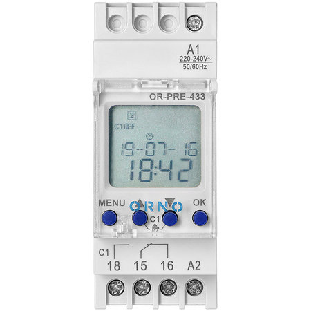 Programmiergerät Ein/Aus-Zeitschaltuhr LCD Digital 52 Programm OR-PRE-433 ORNO
