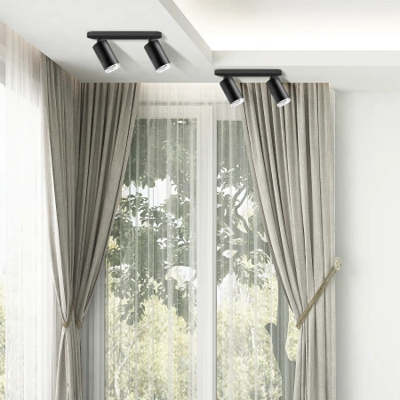 Wand- und Deckenstrahler 2x GU10 Schwarz IP44 TURYN Sanico Goldlux