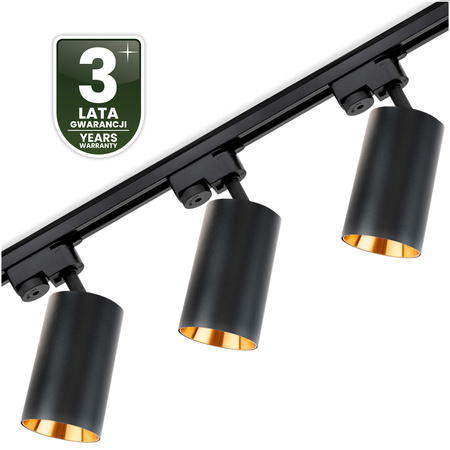 1m Stromschiene + 3x Schienenstrahler GU10 Schwarz-Gold SAGI LUMILED
