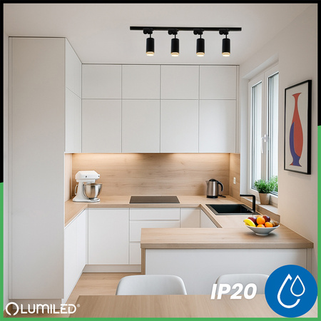 GU10 Sammelschienen-Reflektor Schwarz ELIGIS Einphasen-Sammelschienenleuchte LUMILED