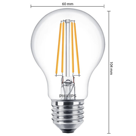 E27 A60 LED Lampen 7W = 60W 806lm 2700K Warmfaden PHILIPS