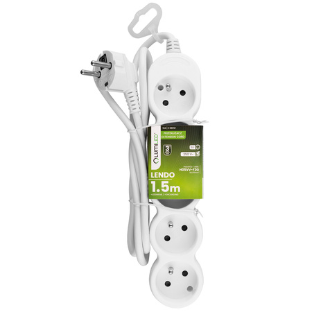 Netzverlängerungskabel Geerdete Steckdosenleiste 5 Steckdosen 1.5m Weißes Kabel Lendo Lumiled