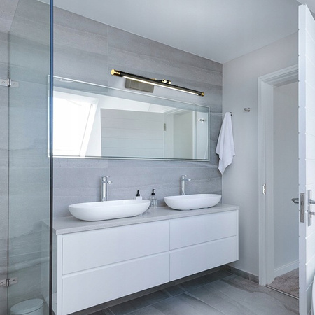 LED Wandleuchte über Spiegel 12W 1440lm 4000K 160° Schwarz Gold 56cm Lappa Masterled